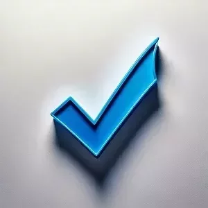 A checkmark with blue background demonstrating digital expertise.