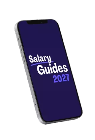 Salary guide promotional phone screen.